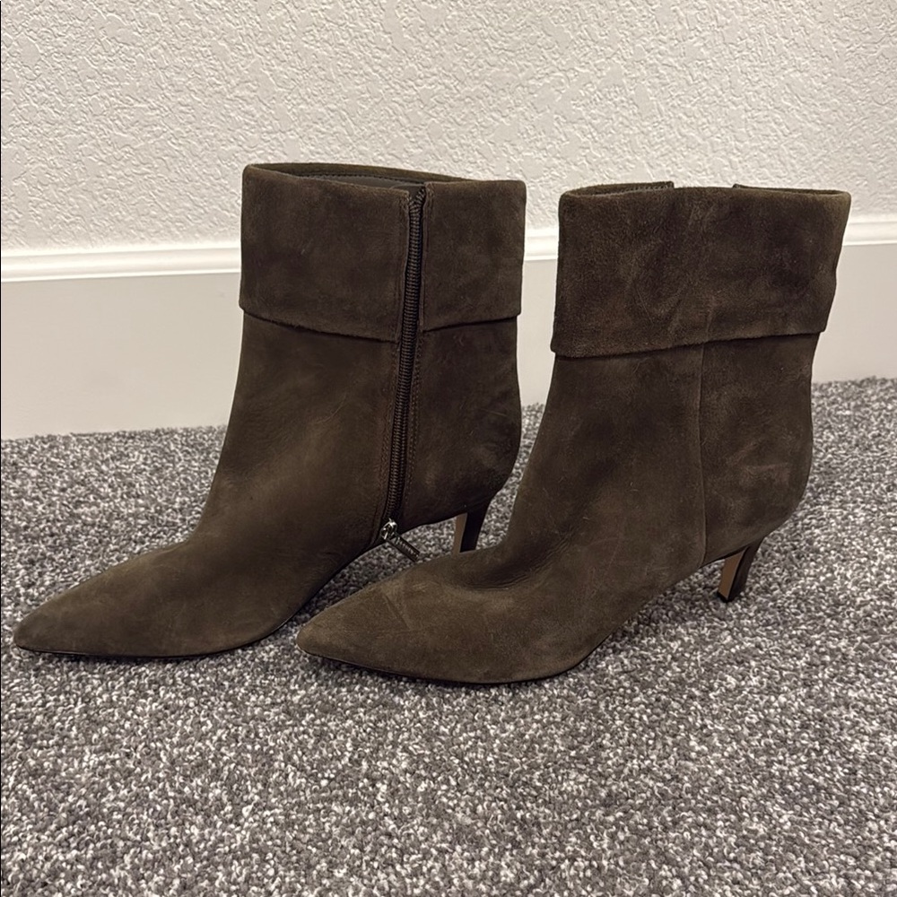 Calvin Klein Olive Suede Ankle Boots